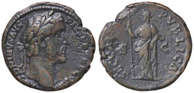 ROMANE IMPERIALI - Antonino Pio (138-161) - Asse - Testa a d. /R La Sicurezza stante a s. con lancia si appoggia a una colonna (AE g. 9,7)
 
BB