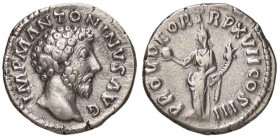 ROMANE IMPERIALI - Marco Aurelio (161-180) - Denario - Testa a d. /R La Provvidenza stante a s. con globo e cornucopia (AG g. 3,33)
 
BB+
