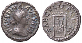 ROMANE IMPERIALI - Faustina II (moglie di M. Aurelio) - Denario - Busto drappeggiato e diademato a d. /R Trono drappeggiato sul quale siedono due fanc...
