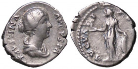 ROMANE IMPERIALI - Faustina II (moglie di M. Aurelio) - Denario - Busto drappeggiato a d. /R Venere stante a s. con una Vittoria nella mano d. e la ma...