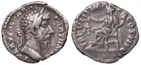 ROMANE IMPERIALI - Lucio Vero (161-169) - Denario - Testa laureata a d. /R L'Equità seduta a s. con bilancia e cornucopia C. 318 (AG g. 2,88)
 
qBB