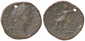 ROMANE IMPERIALI - Commodo (177-192) - Sesterzio - Busto laureato e drappeggiato a d. /R Giove seduto a s. con Vittoria e scettro (AE g. 21,57) Foro
...