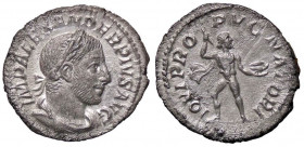 ROMANE IMPERIALI - Alessandro Severo (222-235) - Denario - Busto laureato a d. /R Giove nudo andante s. e la testa a d. con un fulmine e un'aquila C. ...