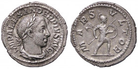 ROMANE IMPERIALI - Alessandro Severo (222-235) - Denario - Busto laureato e drappeggiato a d. /R Marte andante a d. con lancia e scudo C. 161; RIC 246...