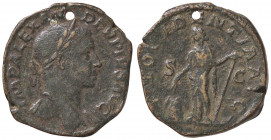 ROMANE IMPERIALI - Alessandro Severo (222-235) - Sesterzio - Busto laureato a d. /R La Provvidenza stante a s. con spighe e ancora, ai suoi piedi un m...