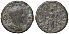 ROMANE IMPERIALI - Gordiano III (238-244) - Asse - Busto laureato e drappeggiato a d. /R La Liberalità stante a s. con tessera e cornucopia C. 144 (AE...