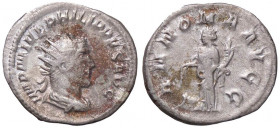ROMANE IMPERIALI - Filippo I (244-249) - Antoniniano - Busto radiato, drappeggiato e corazzato a d. /R L'Abbondanza stante a s. con spighe e cornucopi...