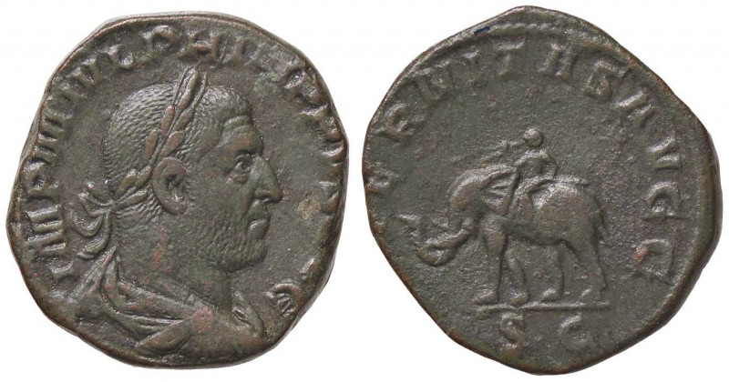 ROMANE IMPERIALI - Filippo I (244-249) - Sesterzio - Busto laureato e drappeggia...