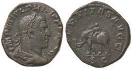 ROMANE IMPERIALI - Filippo I (244-249) - Sesterzio - Busto laureato e drappeggiato a d. /R Elefante andante a s. montato da carnac con giavellotto e b...