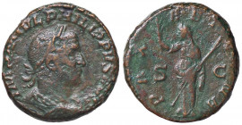 ROMANE IMPERIALI - Filippo I (244-249) - Asse - Busto laureato e drappeggiato a d. /R La Pace stante a s. con ramo d'ulivo e scettro trasversale C. 10...