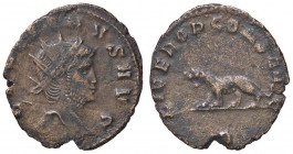 ROMANE IMPERIALI - Gallieno (253-268) - Antoniniano - Testa radiata a d. /R Pantera andante a s., in esergo lettera B C. 586 (MI g. 2,08)
 
BB+