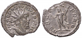 ROMANE IMPERIALI - Postumo (259-278) - Antoniniano - Busto radiato e corazzato a d. /R Ercole nudo stante a s. con ramo d'ulivo e clava C. 101 (MI g. ...
