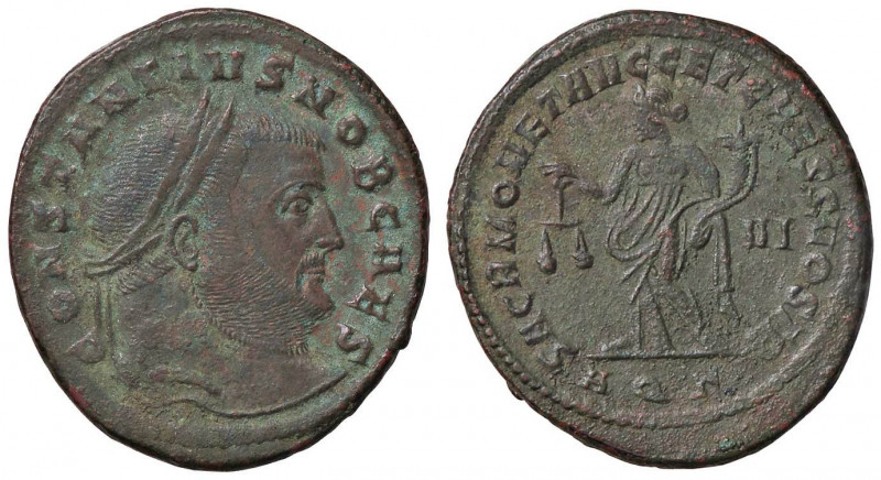 ROMANE IMPERIALI - Costanzo I (Cloro) (305-306) - Follis (Aquileia) - Testa laur...