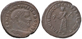 ROMANE IMPERIALI - Costanzo I (Cloro) (305-306) - Follis (Cartagine) - Testa laureata a d. /R Donna stante a s. con dei frutti nelle mani C. 271; RIC ...