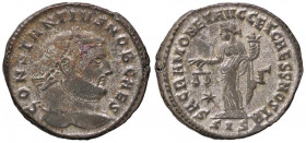 ROMANE IMPERIALI - Costanzo I (Cloro) (305-306) - Follis (Siscia) - Testa laureata a d. /R La Moneta stante a s. con bilancia e cornucopia C. 264; RIC...
