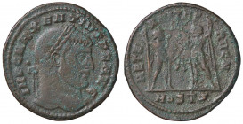 ROMANE IMPERIALI - Massenzio (306-312) - Follis (Ostia) - Testa laureata a d. /R Castore e Polluce affrontati con scettro tengono il loro cavallo per ...