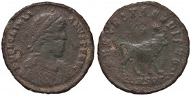 ROMANE IMPERIALI - Giuliano II (360-363) - Doppia maiorina (Costantinopoli) - Busto diademato e corazzato a d. /R Toro andante a d., sopra due stelle ...