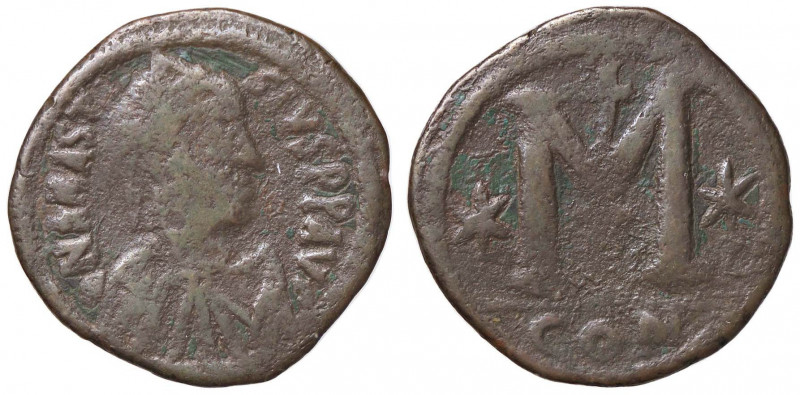 BIZANTINE - Anastasio I (491-518) - Follis Ratto 334/8 e 340/6; Sear 19 (AE g. 1...