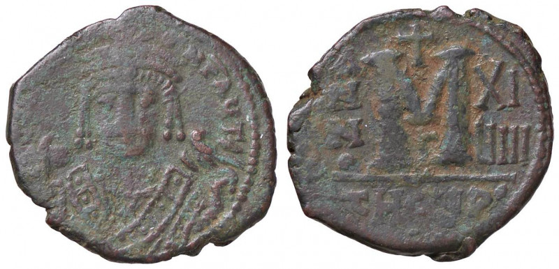 BIZANTINE - Maurizio Tiberio (582-602) - Follis (Antiochia) (AE g. 9,66)
 
meg...