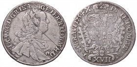 ESTERE - AUSTRIA - Maria Teresa e Francesco I (1740-1765) - 17 Kreuzer 1754 KB Kr. 2026.1 AG Graffi al D/
 Graffi al D/
qBB/BB