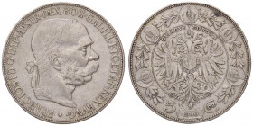 ESTERE - AUSTRIA - Francesco Giuseppe (1848-1916) - 5 Corone 1907 Kr. 2807 AG Sulla moneta millesimo 1900
 Sulla moneta millesimo 1900 - 
BB+/qSPL