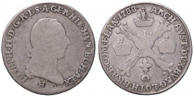 ESTERE - AUSTRIA-NEDERLAND - Giuseppe II d'Asburgo-Lorena (1780-1790) - Quarto di tallero 1788 H Kr. 38 AG
 
MB