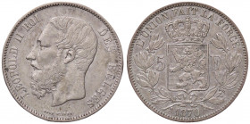 ESTERE - BELGIO - Leopoldo II (1865-1909) - 5 Franchi 1870 Kr. 24 AG
 
qSPL