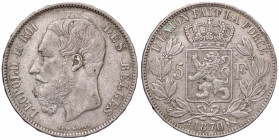 ESTERE - BELGIO - Leopoldo II (1865-1909) - 5 Franchi 1870 Kr. 24 AG
 
BB