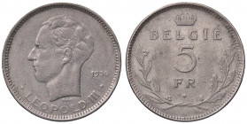 ESTERE - BELGIO - Leopoldo III (1934-1950) - 5 Franchi 1936 Kr. 109.1 NI BELGIE
 BELGIE - 
BB+