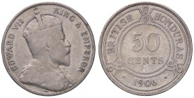 ESTERE - HONDURAS BRITANNICO - Edoardo VII (1901-1910) - 50 Cents 1906 Kr. 13 R AG
 
meglio di MB