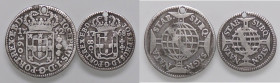 ESTERE - BRASILE - Jose I (1750-1777) - 160 Reis 1752 Kr. 168/190 AG Assieme a 80 reis 1768 - Lotto di 2 monete forate
 Assieme a 80 reis 1768 - Lott...