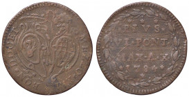 ZECCHE ITALIANE - BOLOGNA - Pio VI (1775-1799) - Mezzo baiocco 1784 A. X CU
 
qBB