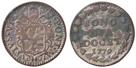 ZECCHE ITALIANE - BOLOGNA - Pio VI (1775-1799) - Quattrino 1779 CU
 
meglio di MB