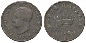 ZECCHE ITALIANE - BOLOGNA - Napoleone I, Re d'Italia (1805-1814) - Soldo 1808 Pag. 66; Mont. 111 CU
 
qBB/BB