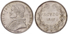ZECCHE ITALIANE - BOLOGNA - Pio IX (1846-1866) - Scudo 1847 A. II Pag. 241; Mont. 10 NC AG Lievi restauri al bordo
 Lievi restauri al bordo
qSPL