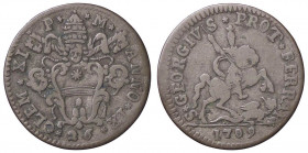 ZECCHE ITALIANE - FERRARA - Clemente XI (1700-1721) - Doppio grossetto 1709 A. IX CNI 18; Munt. 237 RR MI
 
qBB