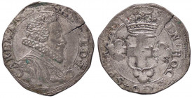 SAVOIA - Carlo Emanuele I (1580-1630) - 2 Fiorini 1625 Vercelli MIR 647c R (AG g. 6,31) Frattura di conio
 Frattura di conio
BB