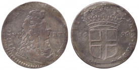 SAVOIA - Vittorio Amedeo II (secondo periodo, 1680-1730) - 5 Soldi 1696 MIR 869d R MI I tipo
 I tipo - 
qBB