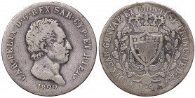 SAVOIA - Carlo Felice (1821-1831) - 5 Lire 1822 T Pag. 64; Mont. 55 RR AG
 
MB