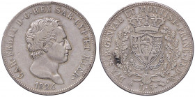 SAVOIA - Carlo Felice (1821-1831) - 5 Lire 1824 T Pag. 67; Mont. 57 R AG Colpetto
 Colpetto
qBB/BB