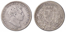 SAVOIA - Carlo Felice (1821-1831) - 25 Centesimi 1830 T (P) Pag. 125a; Mont. 128 RR AG
 
MB
