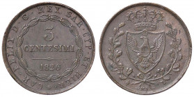 SAVOIA - Carlo Felice (1821-1831) - 3 Centesimi 1826 T Pag. 130; Mont. 134 CU
 
BB-SPL
