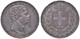 SAVOIA - Vittorio Emanuele II (1849-1861) - 5 Lire 1850 G Pag. 370; Mont. 41 R AG Colpetti e lieve mancanza tra 8 e 5 della data
 Colpetti e lieve ma...