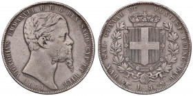 SAVOIA - Vittorio Emanuele II (1849-1861) - 5 Lire 1854 T Pag. 378; Mont. 48 R AG Colpetto
 Colpetto
meglio di MB