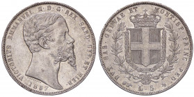 SAVOIA - Vittorio Emanuele II (1849-1861) - 5 Lire 1857 T Pag. 384; Mont. 54 RR AG Fondi lucenti
 Fondi lucenti
SPL+/qFDC