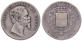 SAVOIA - Vittorio Emanuele II Re eletto (1859-1861) - Lira 1859 F Pag. 439; Mont. 114 RR AG
 
MB