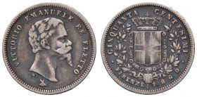 SAVOIA - Vittorio Emanuele II Re eletto (1859-1861) - 50 Centesimi 1860 F Pag. 443; Mont. 120 AG
 
MB-BB