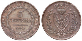 SAVOIA - Vittorio Emanuele II Re eletto (1859-1861) - 3 Centesimi 1860 (1826) B Pag. 449; Mont. 137 R CU Screpolature marginali
 Screpolature margina...