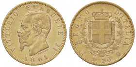 SAVOIA - Vittorio Emanuele II Re d'Italia (1861-1878) - 20 Lire 1861 T Pag. 455; Mont. 131 R AU
 
BB+