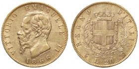 SAVOIA - Vittorio Emanuele II Re d'Italia (1861-1878) - 20 Lire 1866 T Pag. 460; Mont. 136 R AU
 
BB